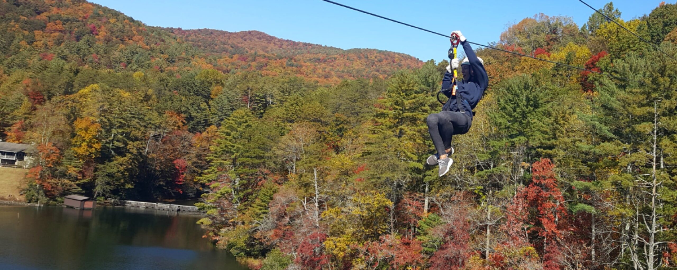 zipline adventure in the fall at unicoi state park