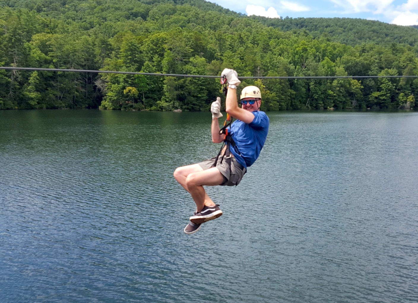 ziplining over lake unicoi state park