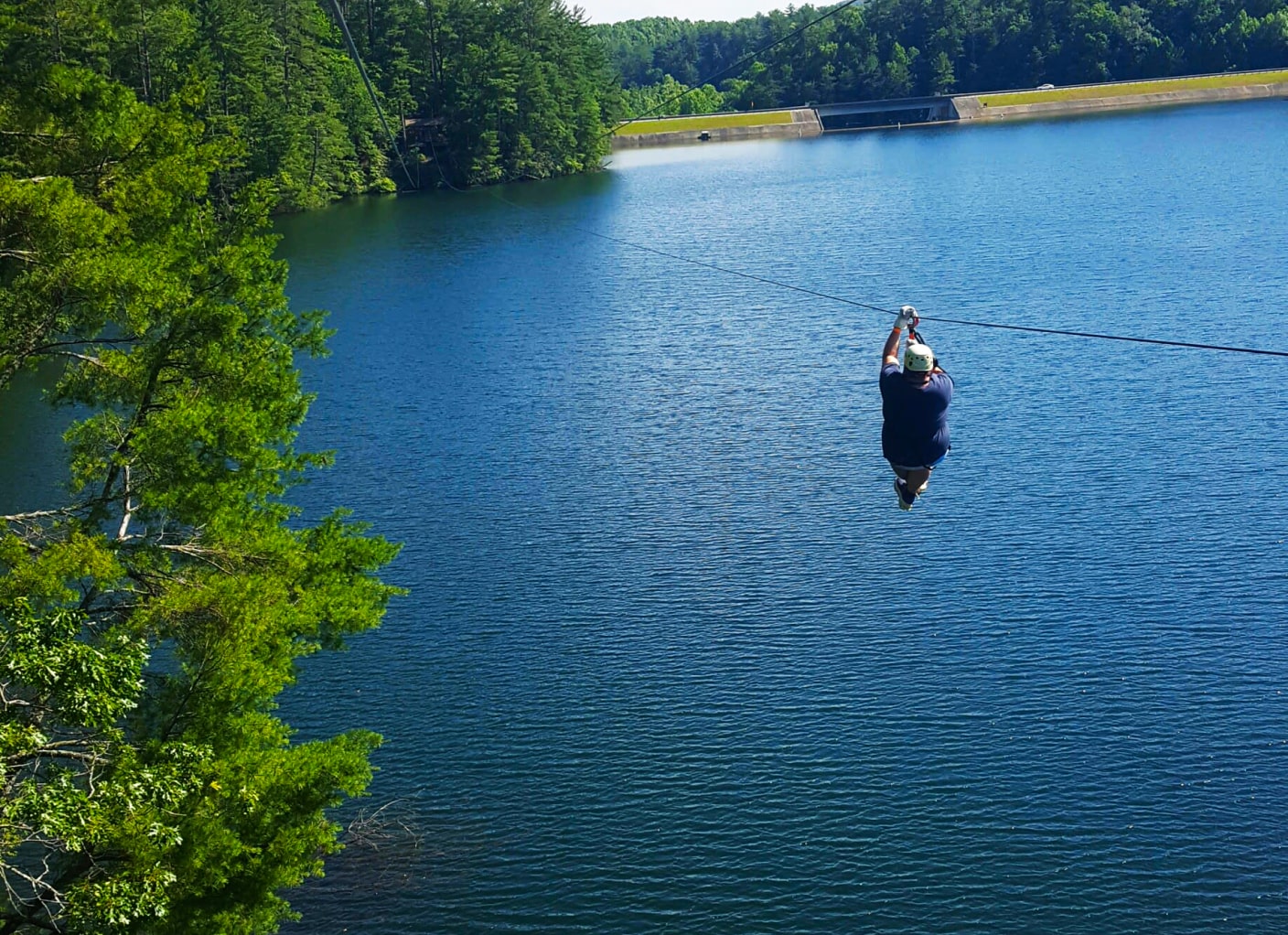 ziplining in georgia over lake